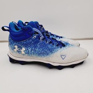 Under Armor Spot Light Franchise 2.0 Locked Down 11.5 White Blue Football Cleats